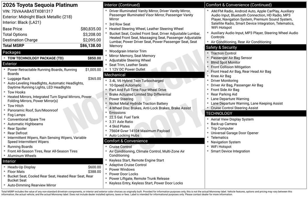 Used 2026 Toyota Sequoia Platinum w/ Tow Technology Package image 36
