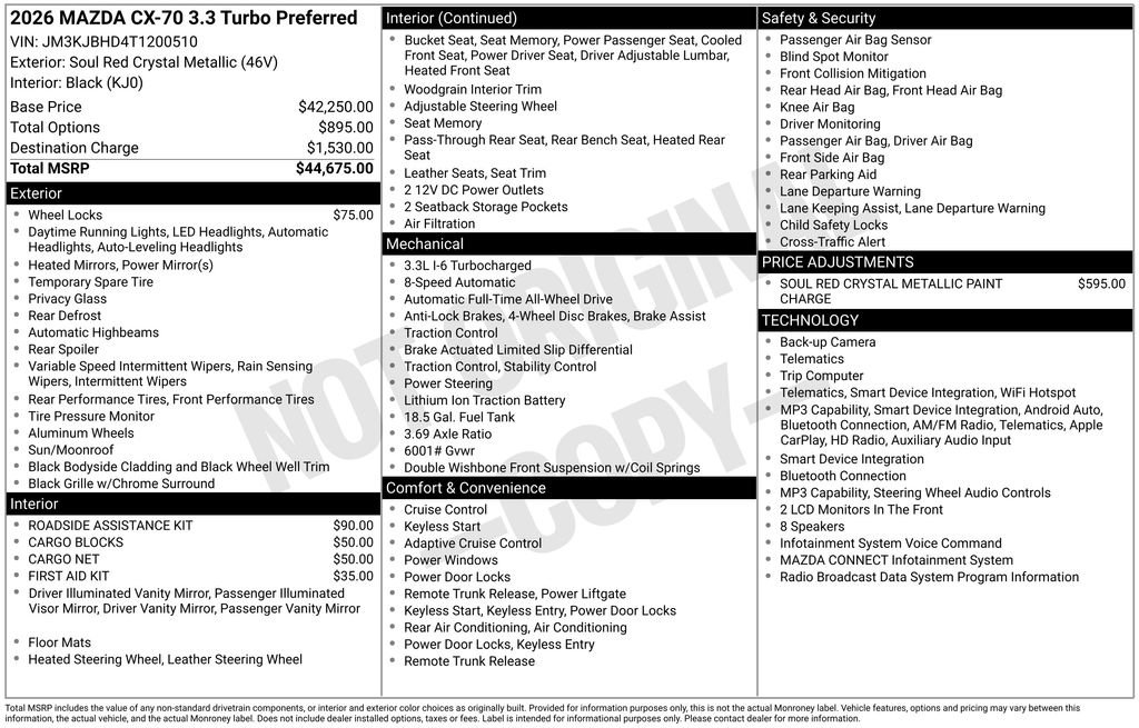 Certified 2026 MAZDA CX-70 3.3 Turbo w/ Preferred Package AWD/4WD image 36