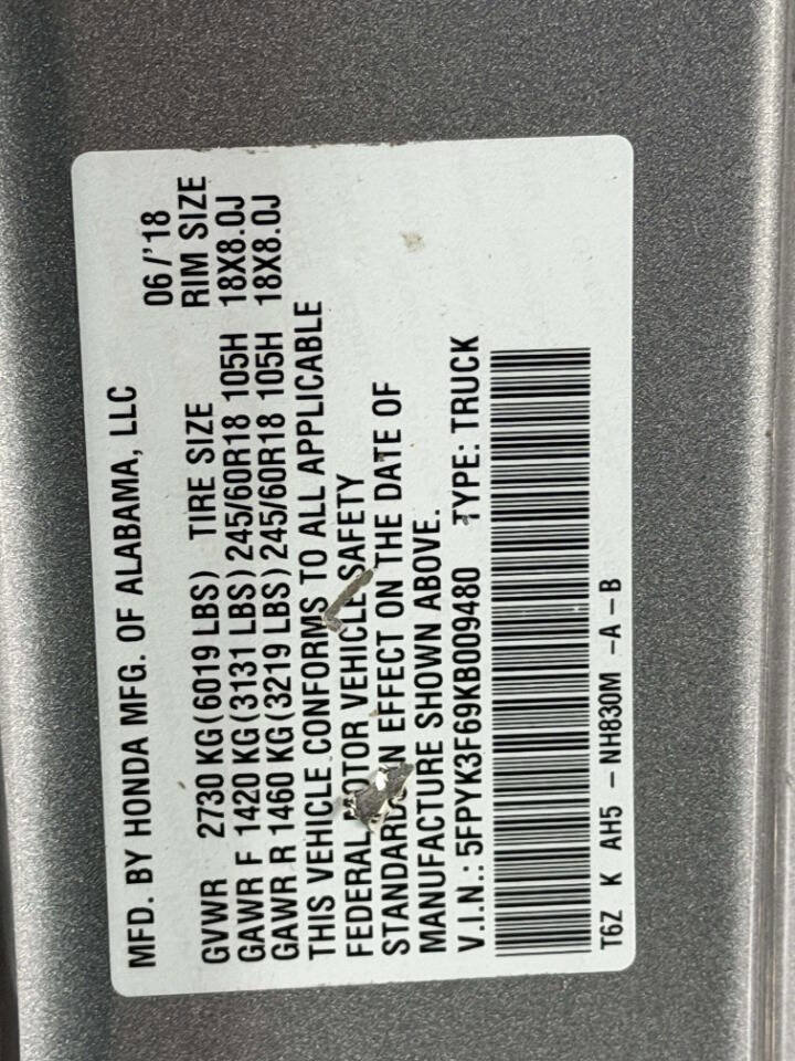 Used 2019 Honda Ridgeline RTL-T image 18