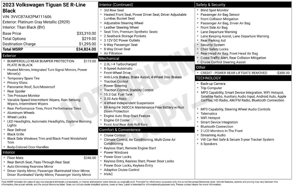 Used 2023 Volkswagen Tiguan SE R-Line FWD image 2