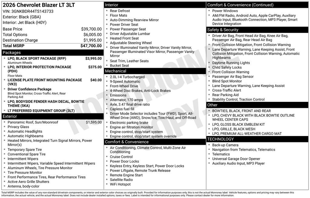 New 2026 Chevrolet Blazer LT w/ LPO, Black Sport Package FWD image 27
