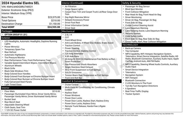 Used 2024 Hyundai Elantra SEL FWD image 20