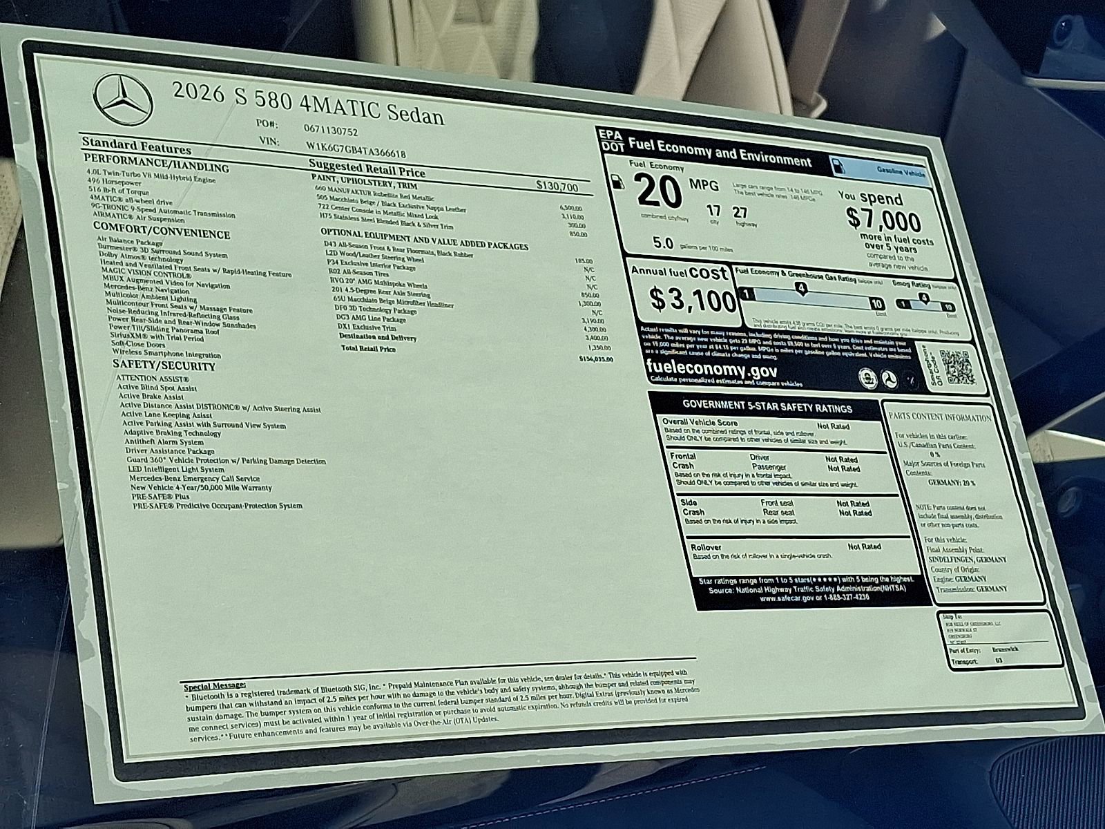 New 2026 Mercedes-Benz S 580 4MATIC Sedan image 19