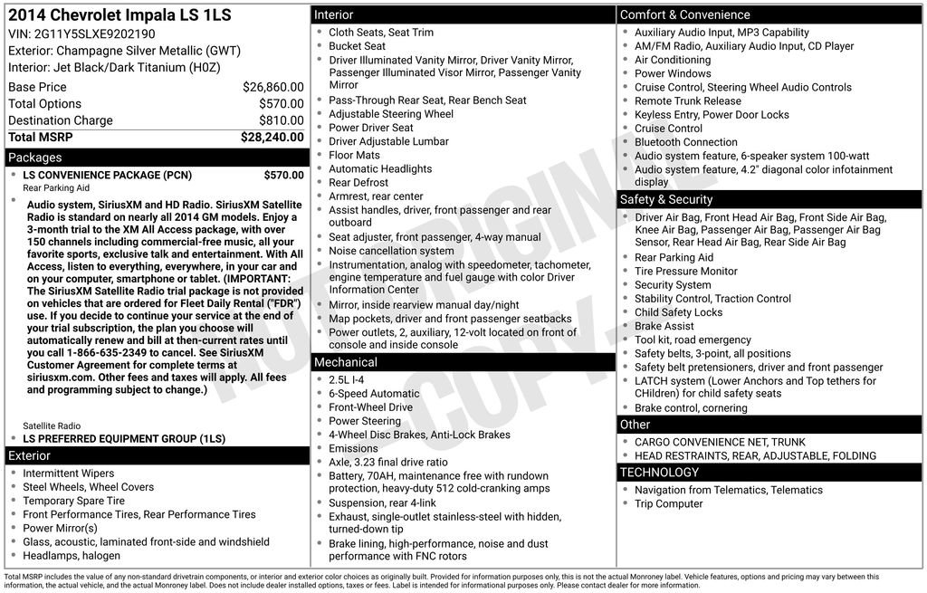 Used 2014 Chevrolet Impala LS w/ LS Convenience Package FWD image 32