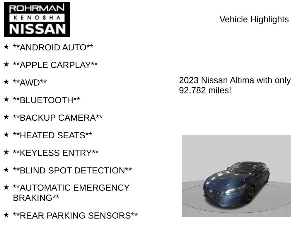 Used 2023 Nissan Altima 2.5 SR w/ SR Premium Package AWD/4WD image 8