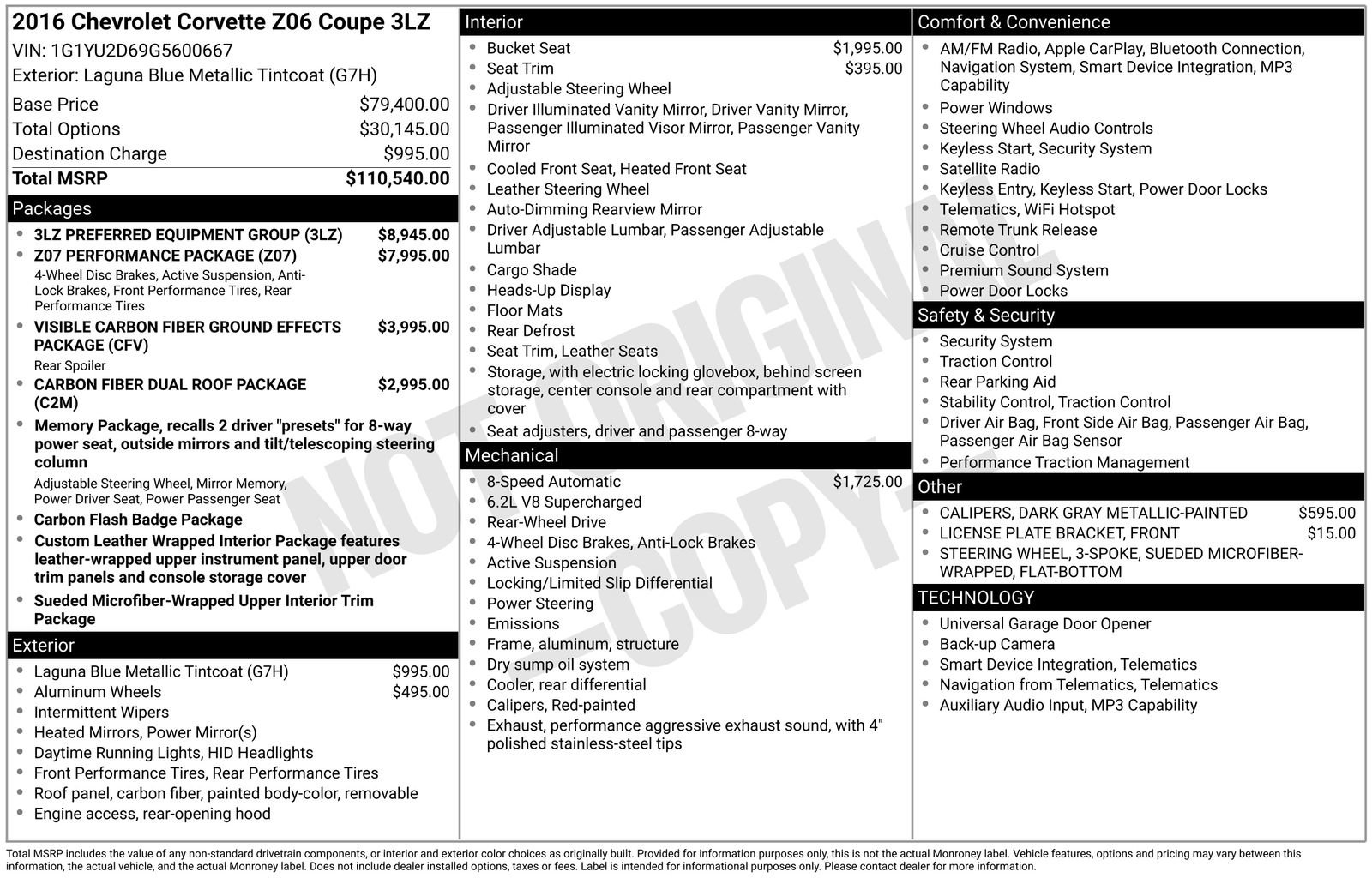Used 2016 Chevrolet Corvette Z06 w/ 3LZ Preferred Equipment Group RWD image 8