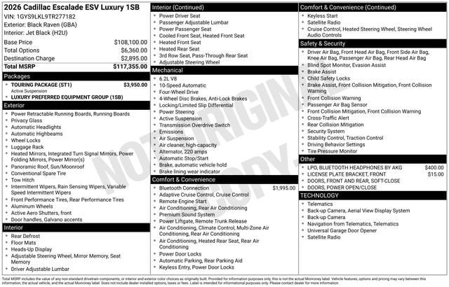 New 2026 Cadillac Escalade ESV Luxury w/ Touring Package AWD/4WD image 30