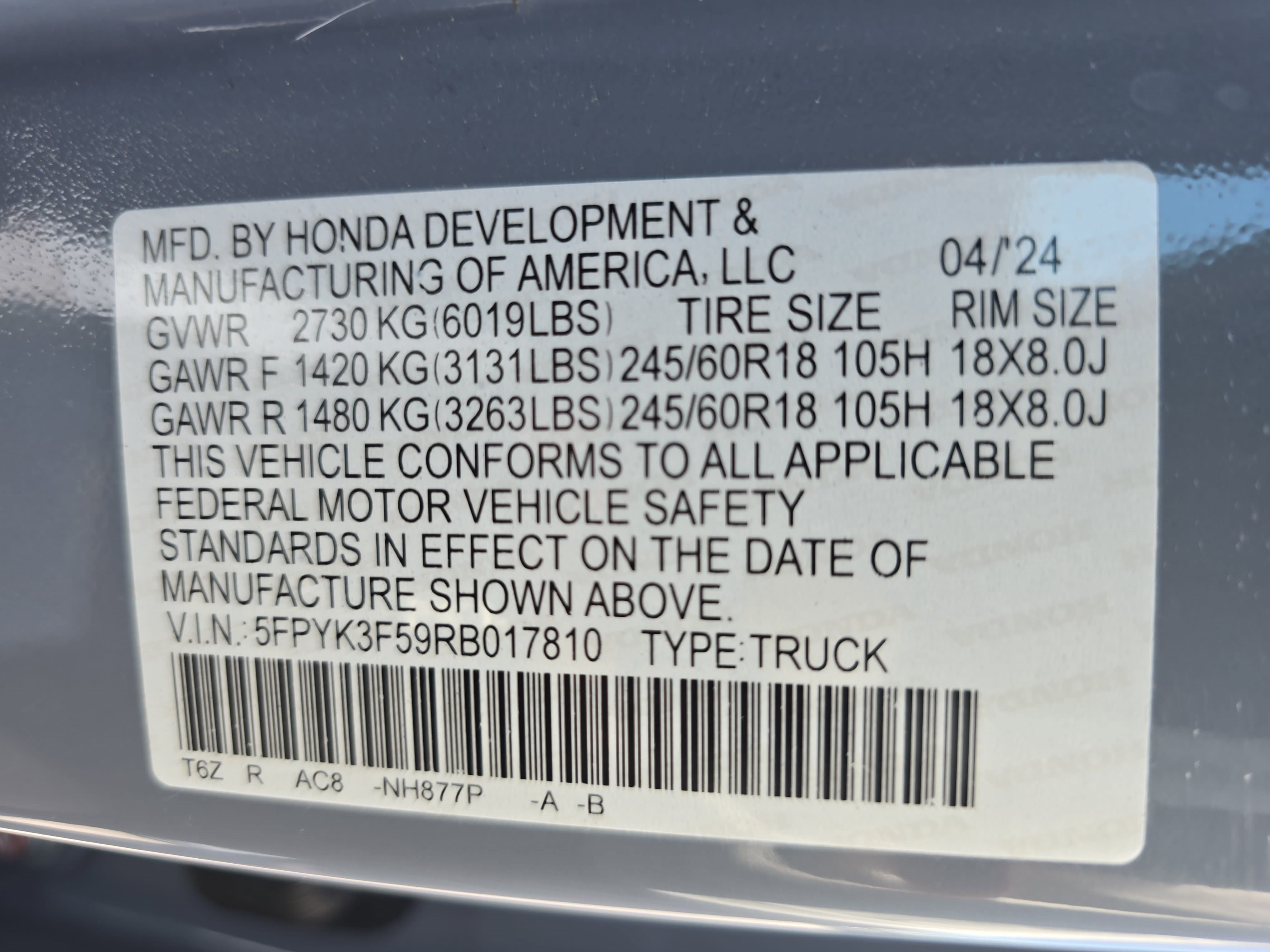 Certified 2024 Honda Ridgeline RTL image 34