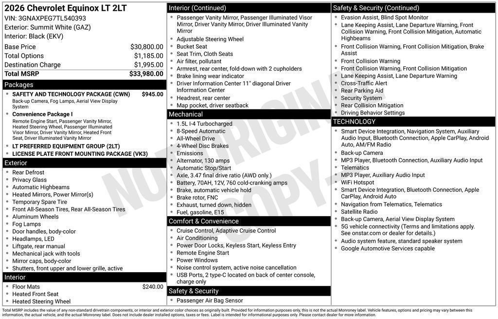 New 2026 Chevrolet Equinox LT w/ Safety and Technology Package AWD/4WD image 50