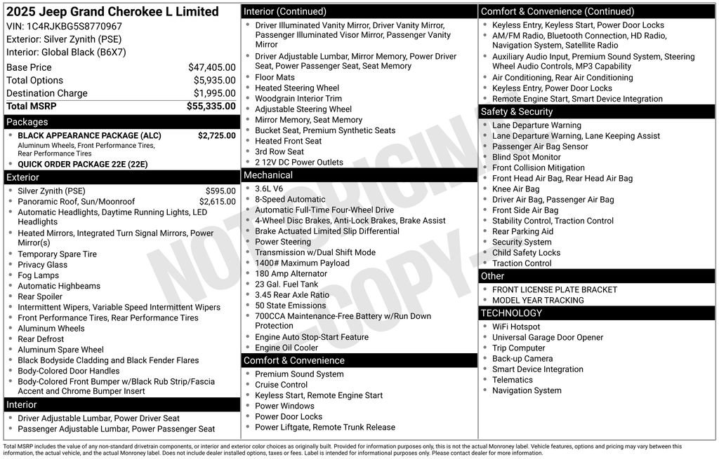 New 2025 Jeep Grand Cherokee L Limited w/ Black Appearance Package image 42