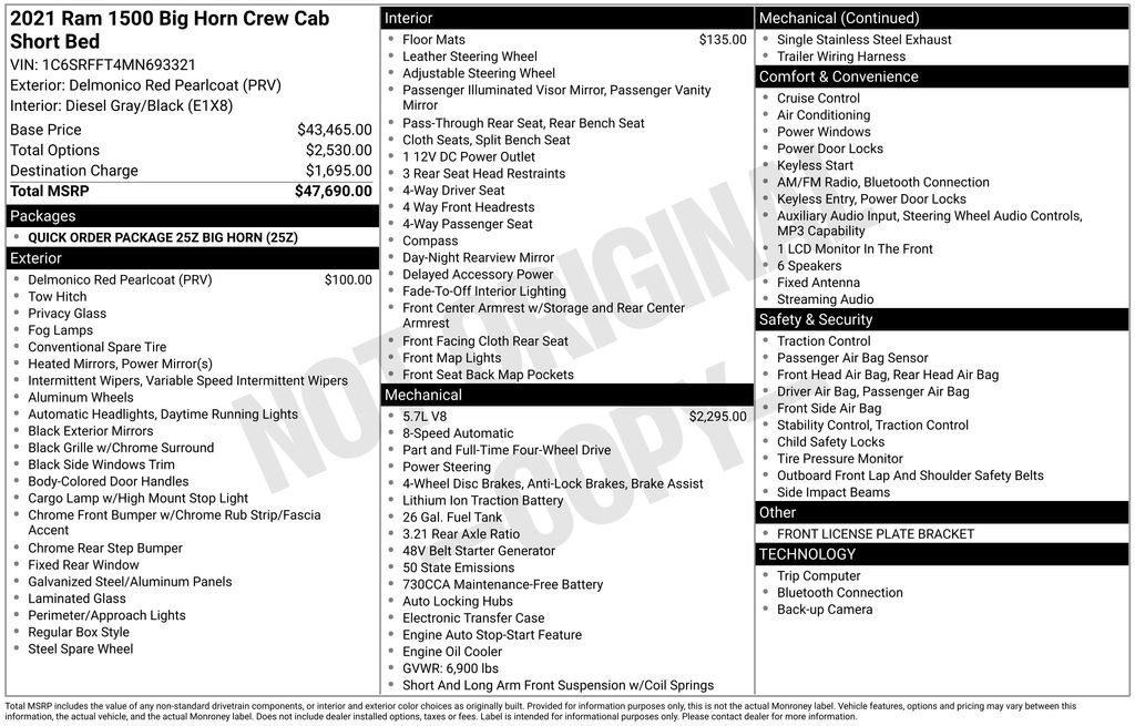 Certified 2021 RAM 1500 Big Horn AWD/4WD image 38