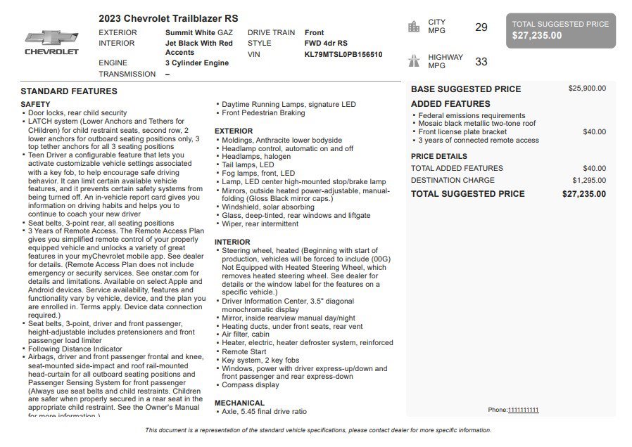 Certified 2023 Chevrolet TrailBlazer RS FWD image 35