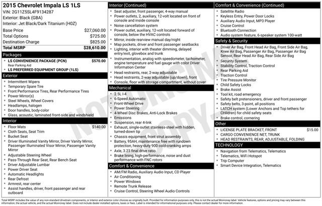 Certified 2015 Chevrolet Impala LS w/ LS Convenience Package image 30