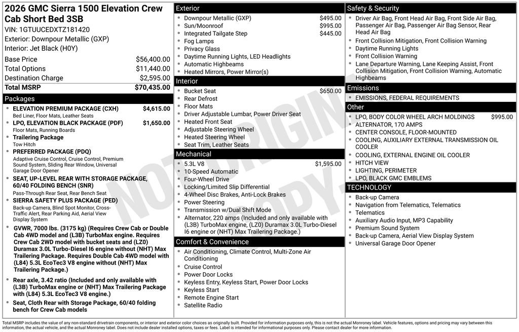 New 2026 GMC Sierra 1500 Elevation w/ Elevation Premium Package image 46