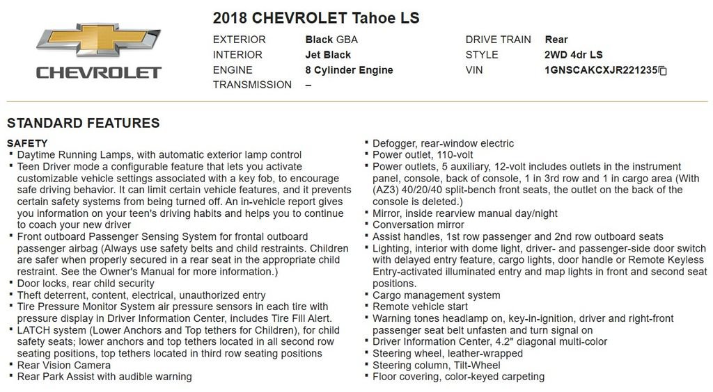 Used 2018 Chevrolet Tahoe LS RWD image 17