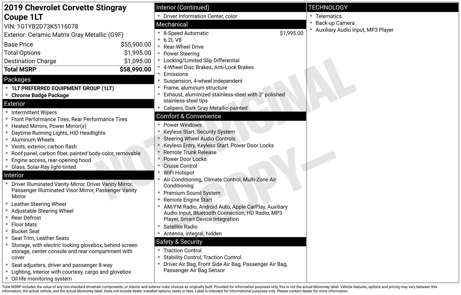 Used 2019 Chevrolet Corvette Stingray Coupe w/ 1LT image 35