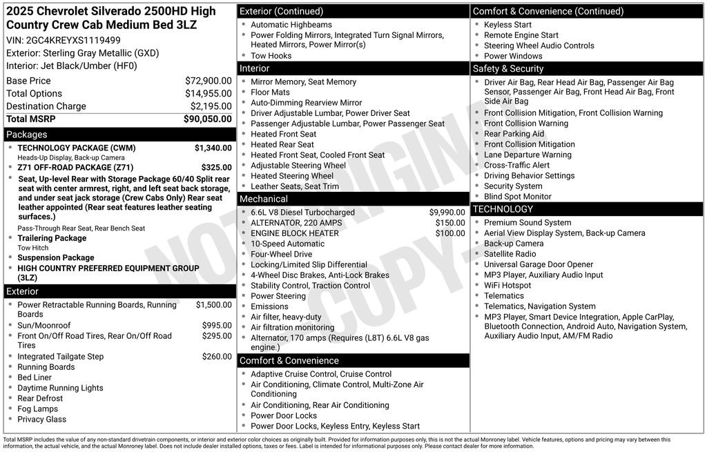Used 2025 Chevrolet Silverado 2500 High Country w/ Technology Package AWD/4WD image 19