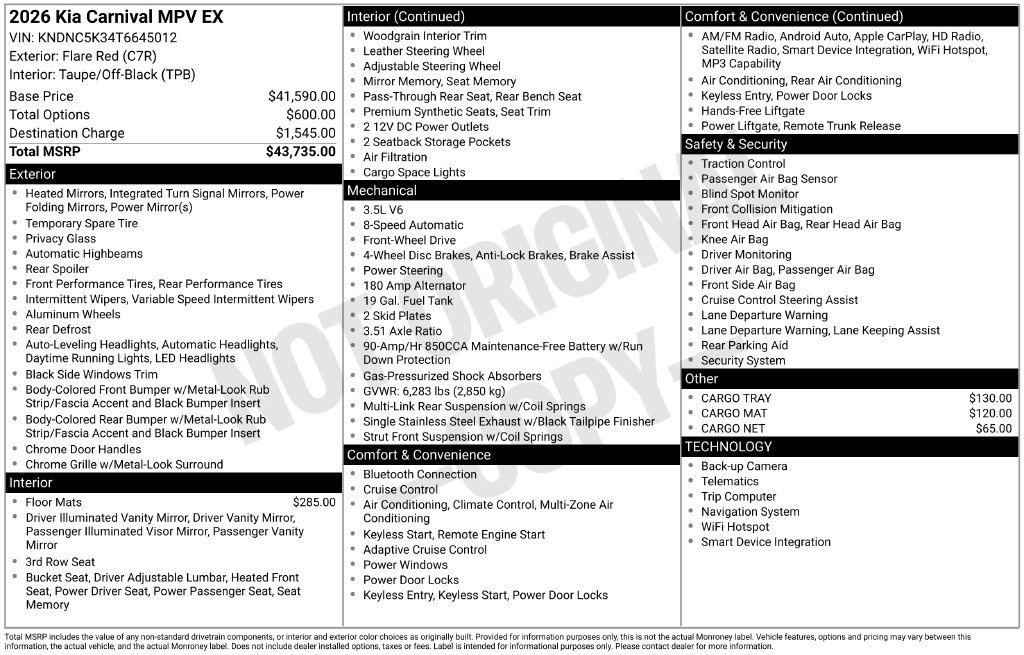 New 2026 Kia Carnival EX FWD image 5