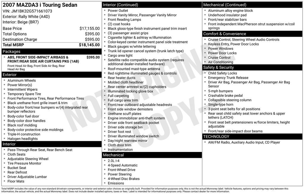 Used 2007 MAZDA MAZDA3 i Touring image 4