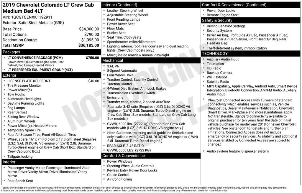 Used 2019 Chevrolet Colorado LT w/ LT Convenience Package AWD/4WD image 32