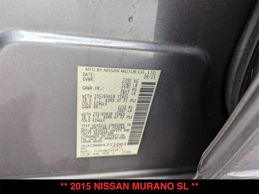 Used 2015 Nissan Murano SL w/ SL Technology Package image 31