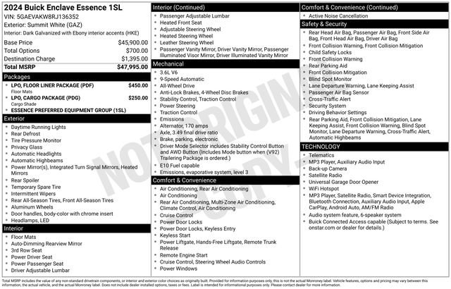 Certified 2024 Buick Enclave Essence w/ LPO, Floor Liner Package AWD/4WD image 27