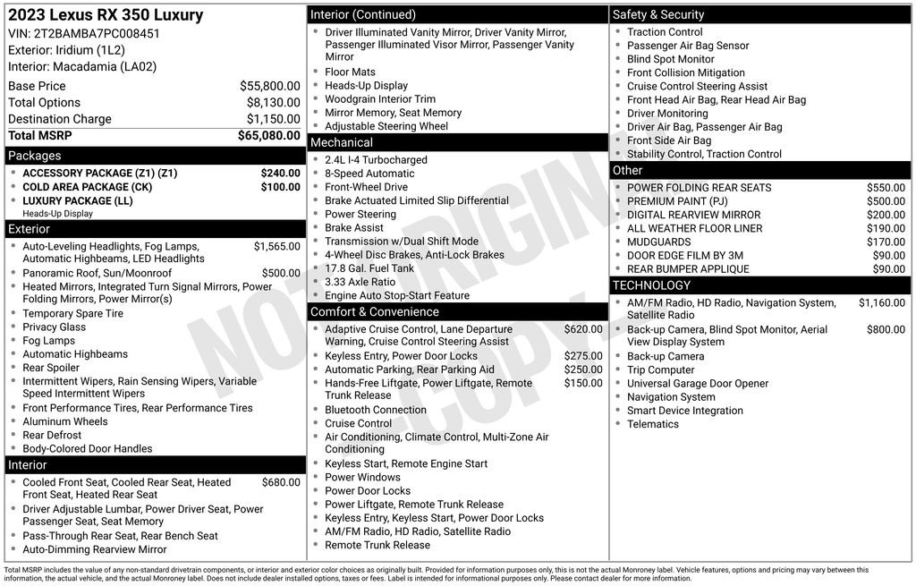 Used 2023 Lexus RX 350 FWD w/ Accessory Package (Z1) image 4