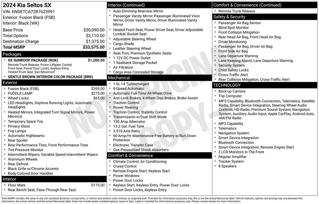 Used 2024 Kia Seltos SX w/ SX Sunroof Package AWD/4WD image 34