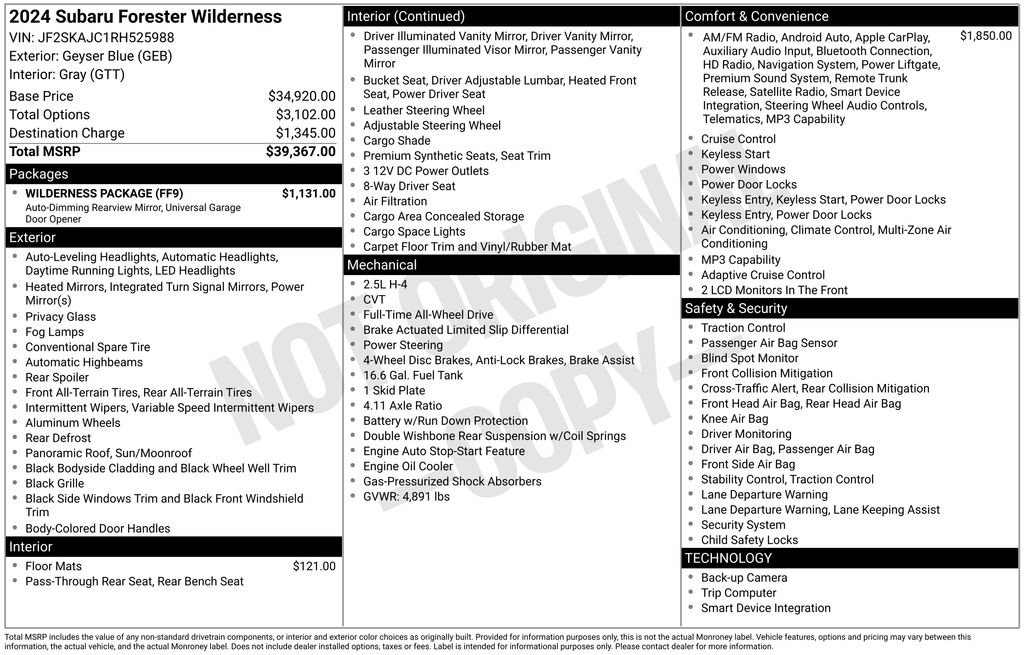 Used 2024 Subaru Forester Wilderness w/ Wilderness Package AWD/4WD image 38
