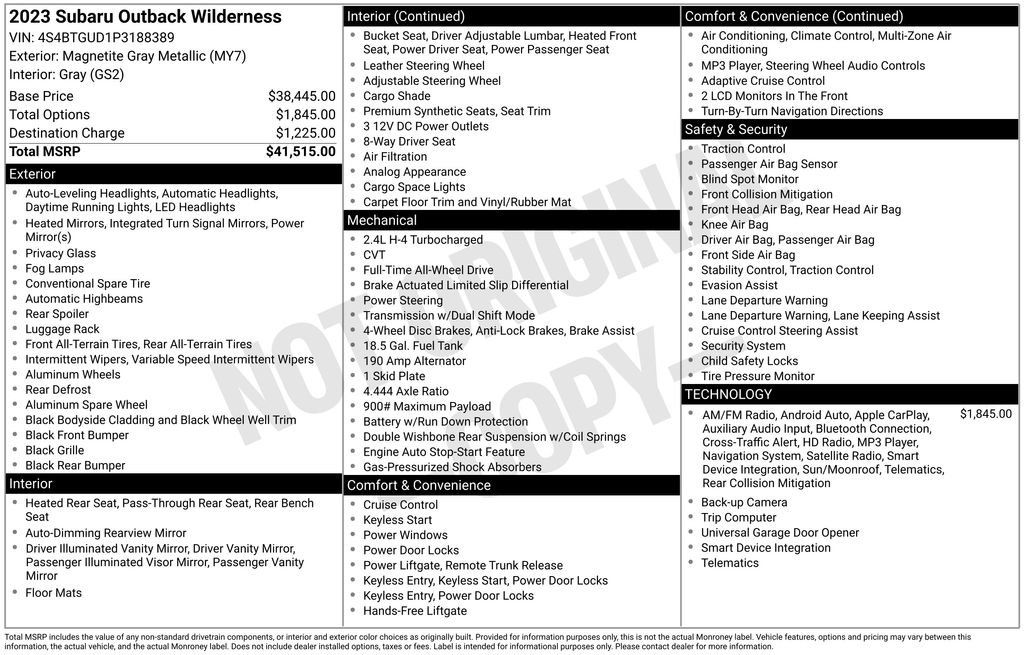 Used 2023 Subaru Outback Wilderness image 56