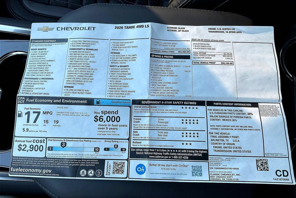 New 2026 Chevrolet Tahoe LS w/ LPO, Dark Essentials Package AWD/4WD image 20