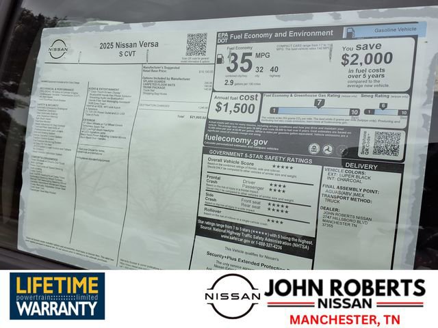 New 2025 Nissan Versa S w/ Trunk Package image 19