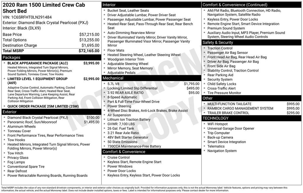 Used 2020 RAM 1500 Limited w/ Black Appearance Package image 6