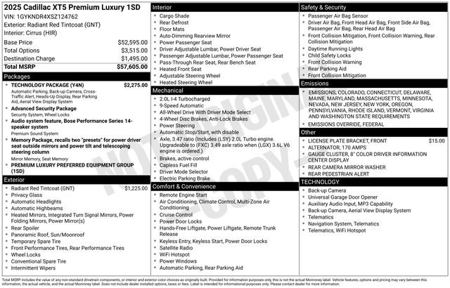 New 2025 Cadillac XT5 Premium Luxury w/ Technology Package image 2