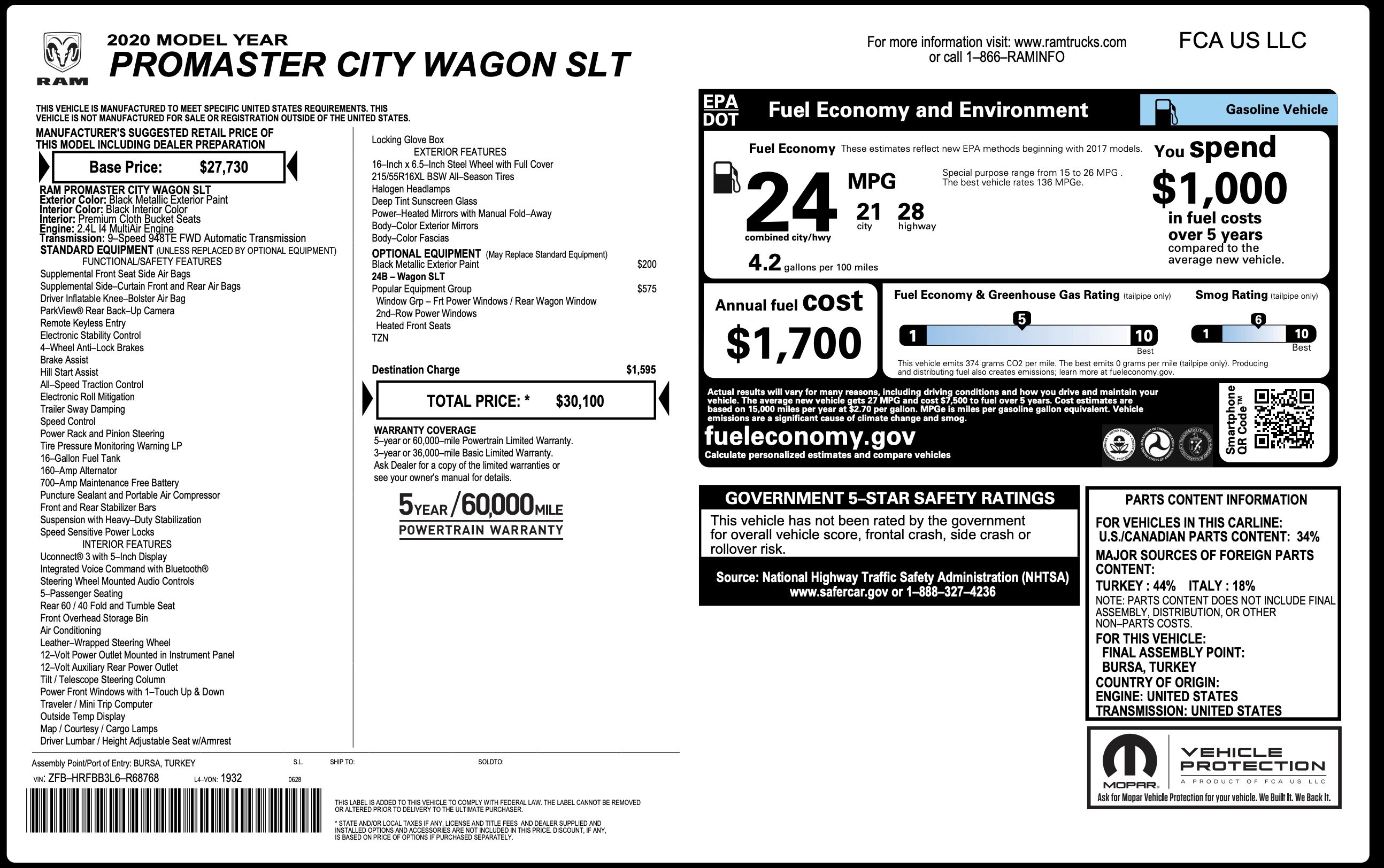 Used 2020 RAM ProMaster City SLT w/ Popular Equipment Group FWD image 5