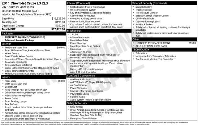Certified 2011 Chevrolet Cruze LS FWD image 32