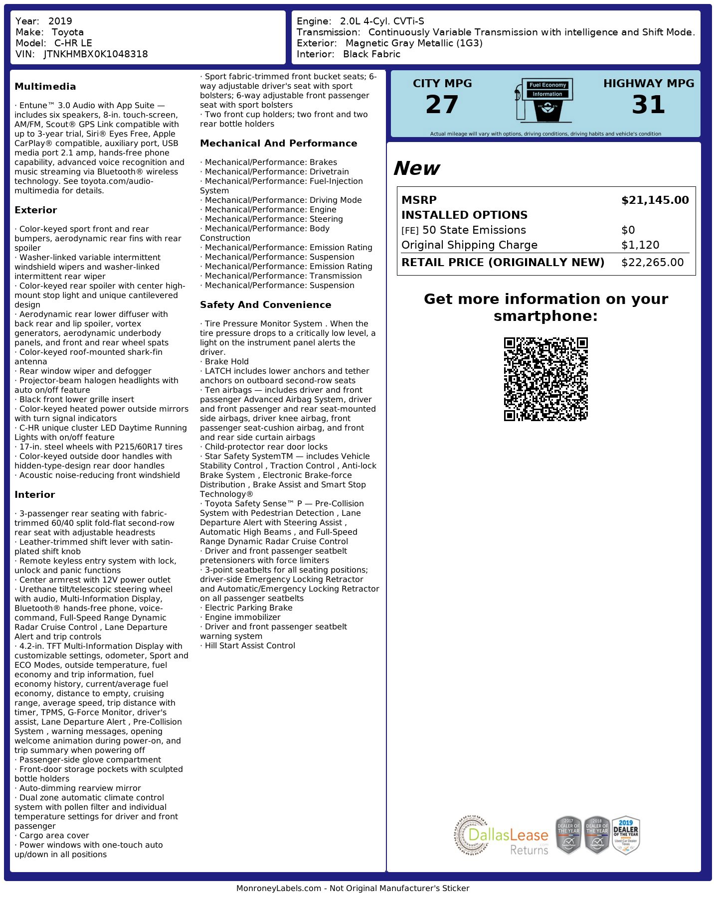 Used 2019 Toyota C-HR LE image 3