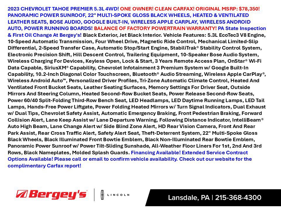 Used 2023 Chevrolet Tahoe Premier AWD/4WD image 2