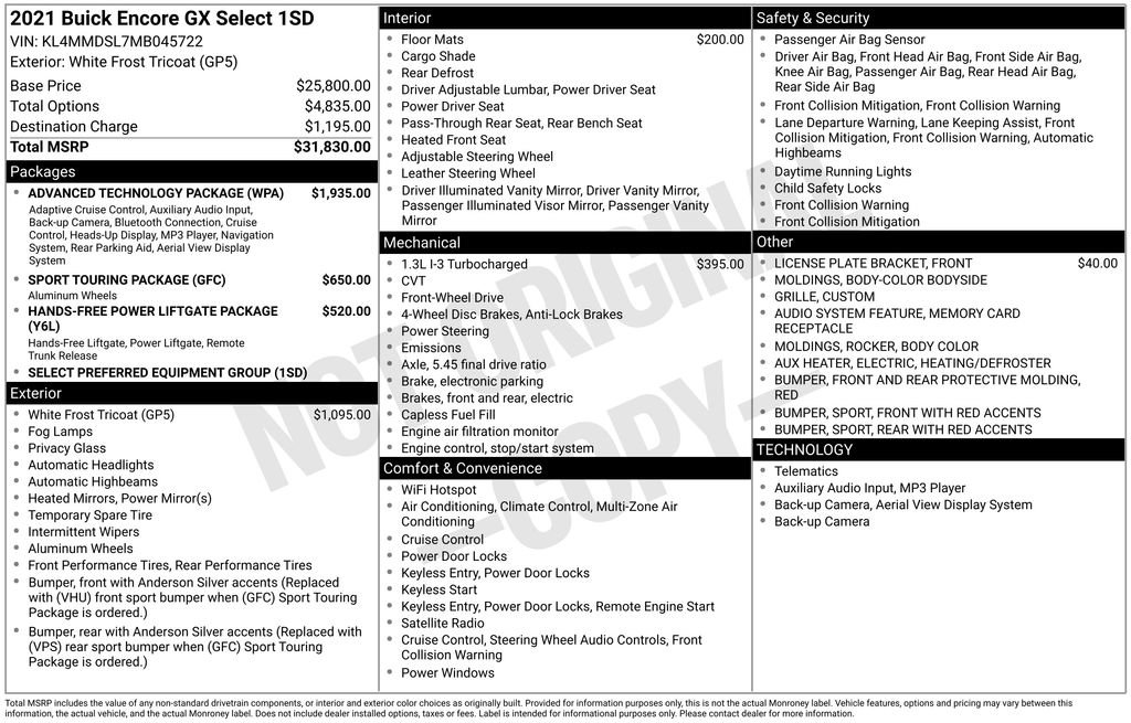 Used 2021 Buick Encore GX Select w/ Advanced Technology Package FWD image 56