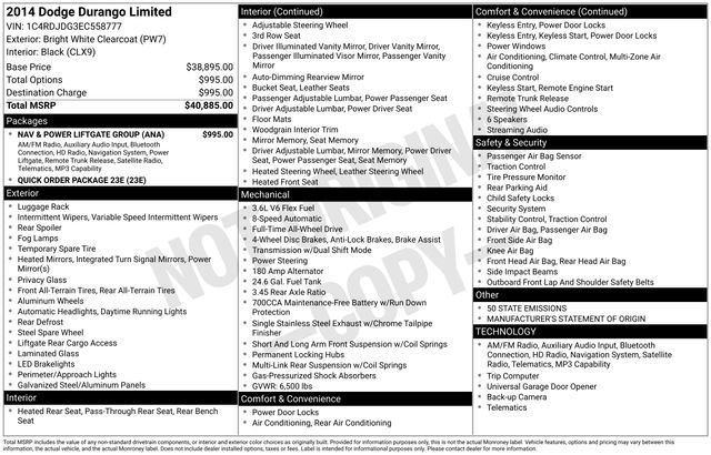 Used 2014 Dodge Durango Limited w/ Nav & Power Liftgate Group AWD/4WD image 6