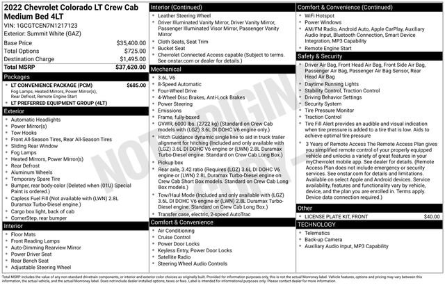 Used 2022 Chevrolet Colorado LT w/ LT Convenience Package AWD/4WD image 4