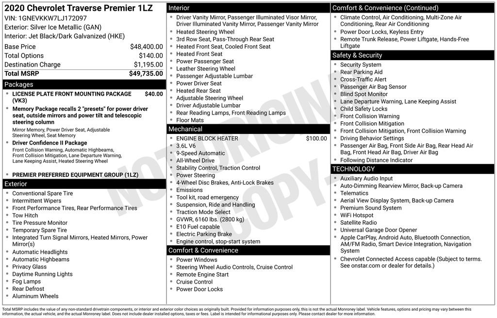 Used 2020 Chevrolet Traverse Premier image 19