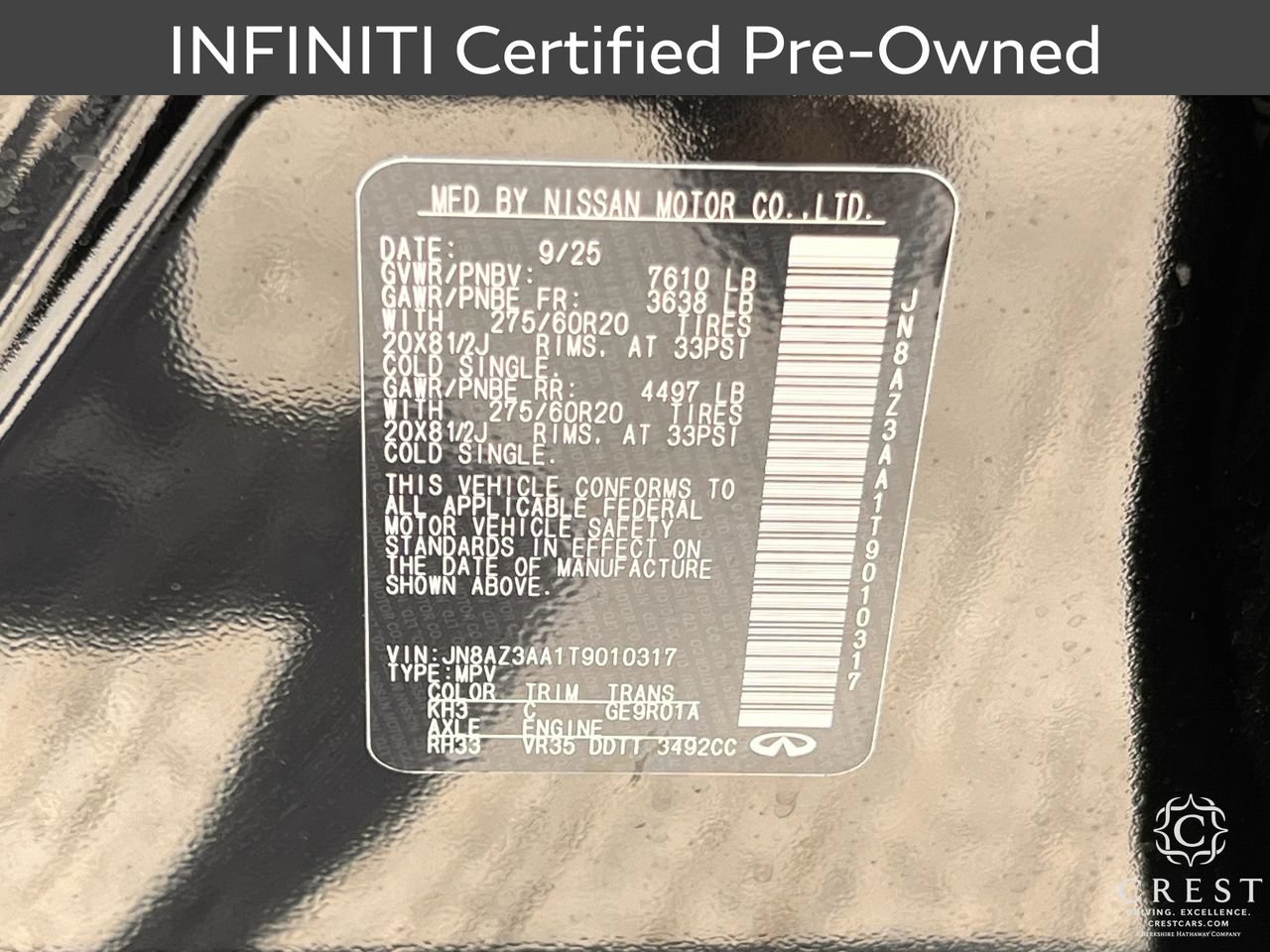 Certified 2026 INFINITI QX80 Pure w/ Cargo Package RWD image 33