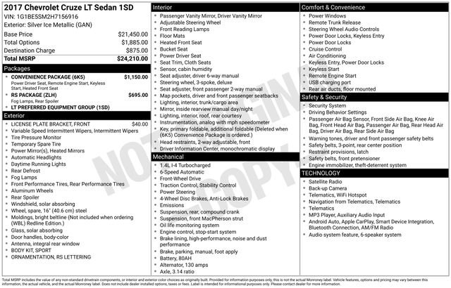 Used 2017 Chevrolet Cruze LT w/ Convenience Package FWD image 2