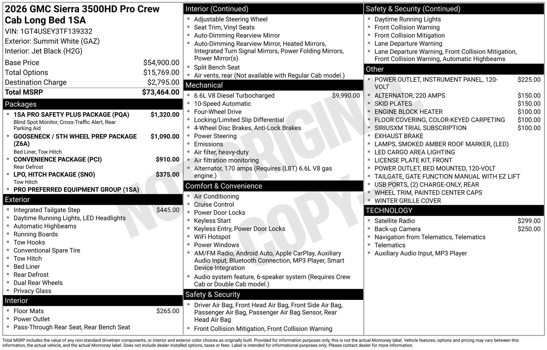 New 2026 GMC Sierra 3500 Pro w/ 1SA Pro Safety Plus Package image 3