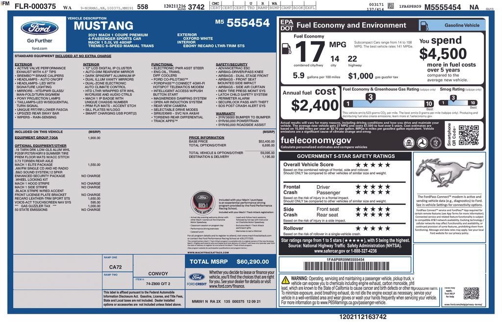 Used 2021 Ford Mustang Mach 1 w/ Equipment Group 700A RWD image 2