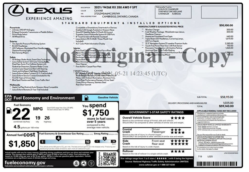 Used 2021 Lexus RX 350 F Sport w/ Cold Area Package (CT) AWD/4WD image 3