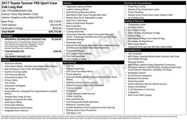 Used 2017 Toyota Tacoma TRD Sport w/ Premium & Technology Package AWD/4WD image 27
