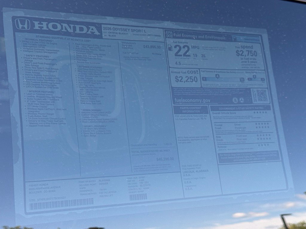 New 2026 Honda Odyssey Sport-L image 27