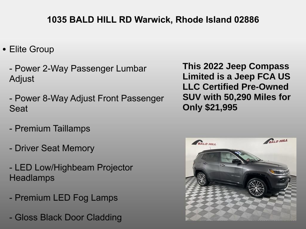 Certified 2022 Jeep Compass Limited w/ Elite Group image 14